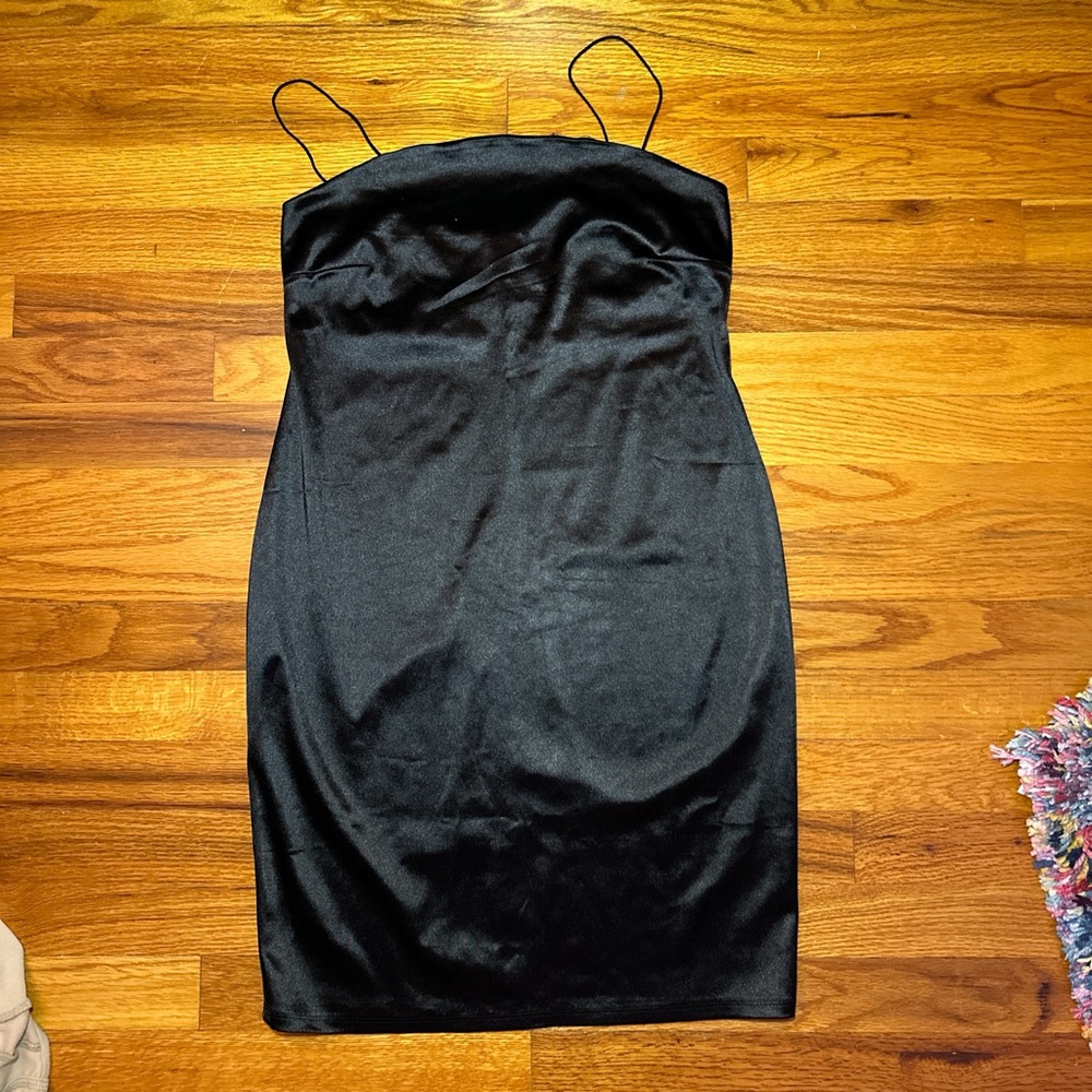 Black satin dress